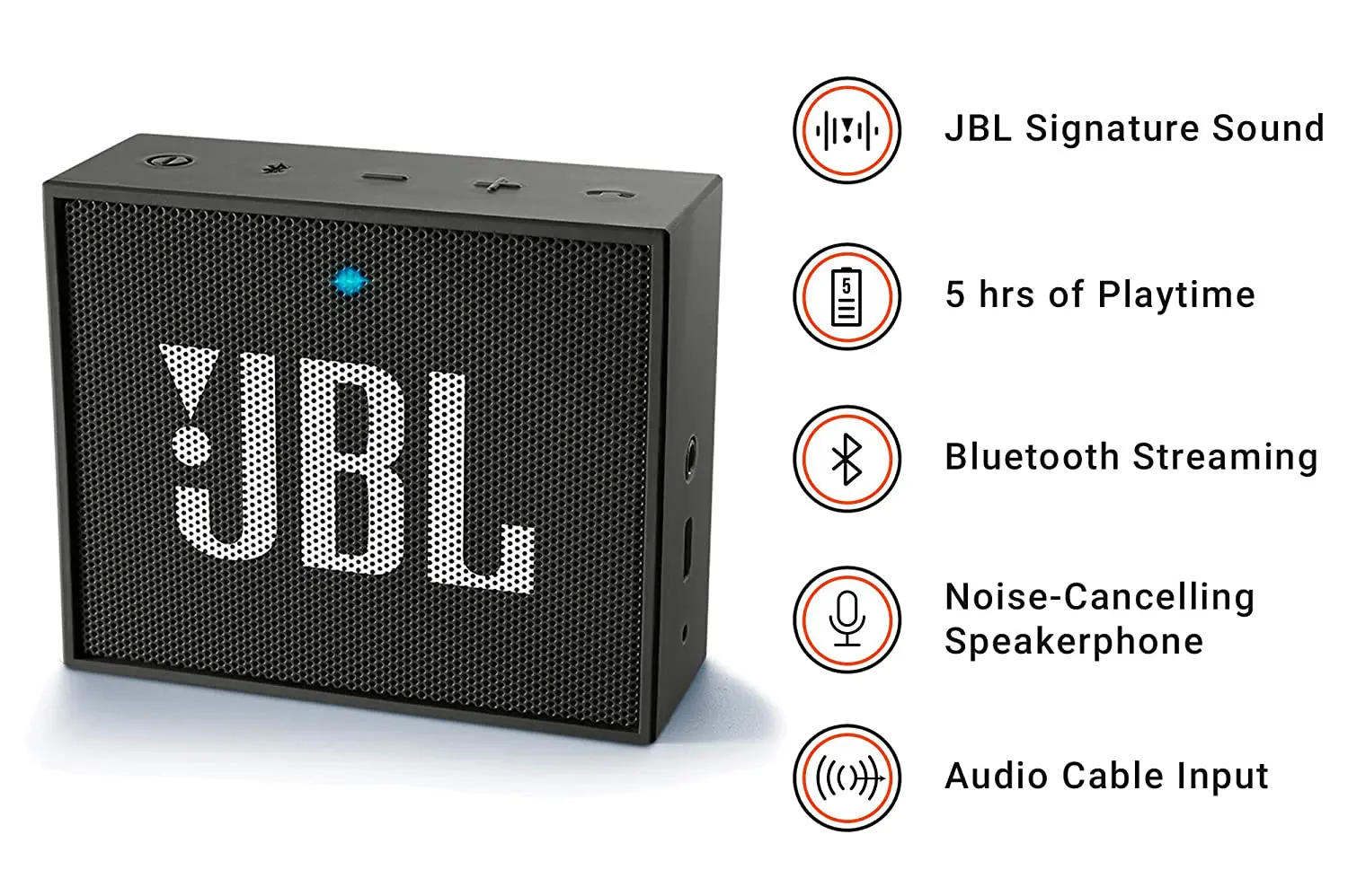 JBL GO Portable Wireless Bluetooth Speaker with Mic (Black)