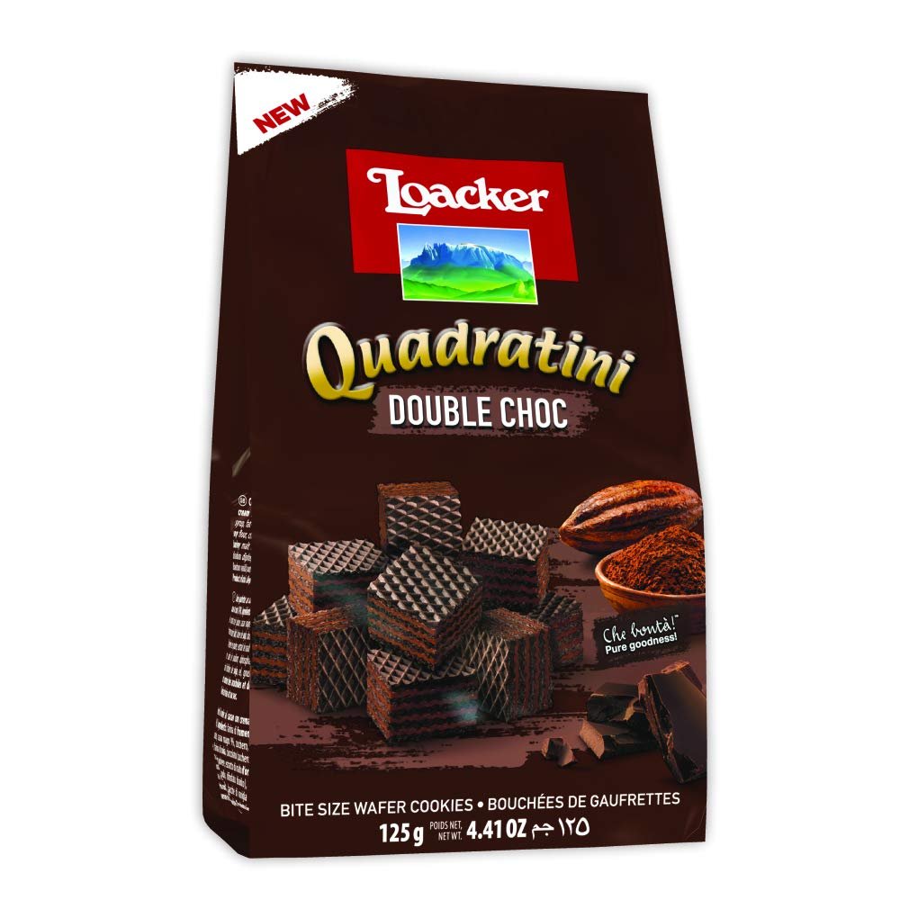 Loacker Quadratini Double Choc Bite Size Wafer Cookies, 125g