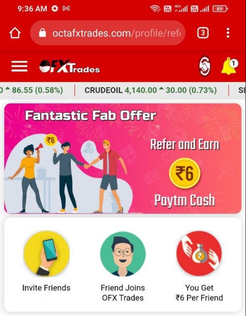 [लूट] – OFXTrades free ₹20 PayTM Cash On Sign Up | Earn Unlimited